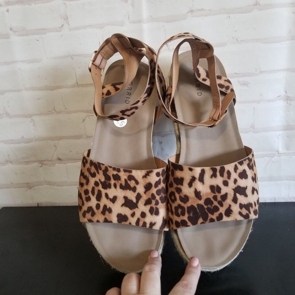 Torrid Womens Sandals 11.5 Leo Leopard Print Espadrille Platform Wide Width - Picture 1 of 4